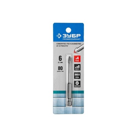 Drill "Professional" 29845-06, tile/ceramics/glass, hexagonal shank, 6 mm-2