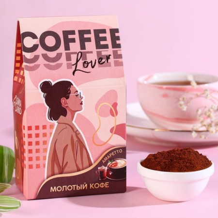 Coffee ground "Coffee", taste: Amaretto, Arabica with caffeine, 30 g.
