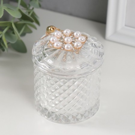 Casket Glass "Pearl Romb" with a brush 6.6x6.5x7.8 cm-2