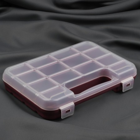 Organizer for needlework, 14 departments, 24.5 × 18 × 4.5 cm, burgundy color-1