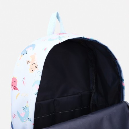 School backpack of textiles with lightning, external pocket, blue color-5