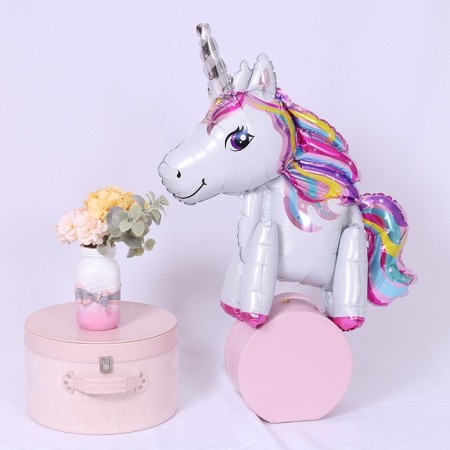 Foil ball 24 "Unicorn-toy", the color is white, under the air-4