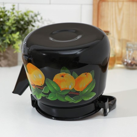 Enamged kettle, 3.5 l, black color, mix drawing-3