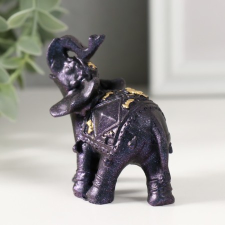 Polystone souvenir "Blue-violet elephant with blanket and gold" 6.5x3.5x7 cm-2