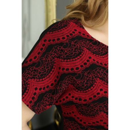 Female dress, size 56, black color, burgundy-7