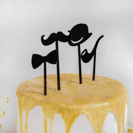 A set of toppers for the Cake "Gentleman", 4 pcs, black color-1