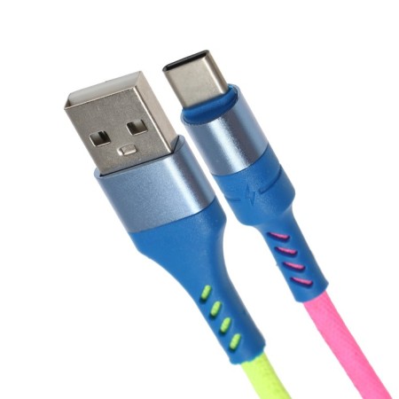 Cable Luazon, Type -C - USB, 2 A, 0.9 m, nylon braid, multi -colored-1