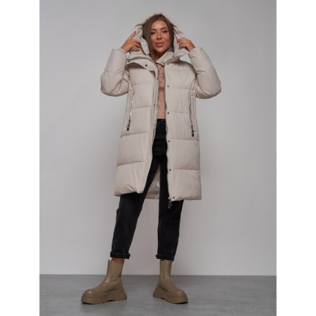 Coat insulated winter female, size 46, color light gray-14