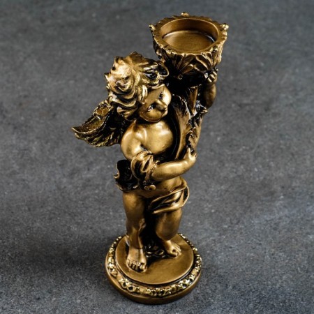 The candlestick "Angel" in the left hand, gold, 14x8x22 cm, for a candle d = 4 cm-5