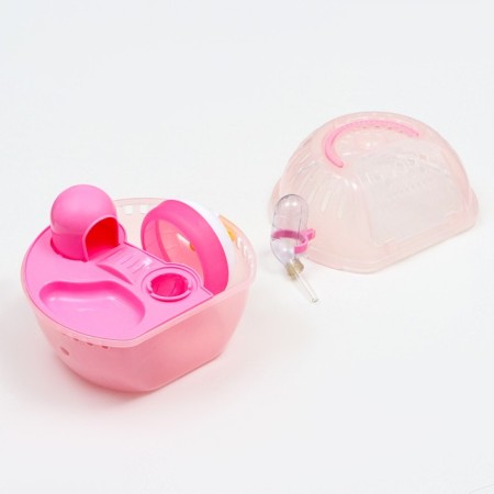 Carrier carrier carrier with a house, shelf, drinker, 29x23x23 cm, pink-4
