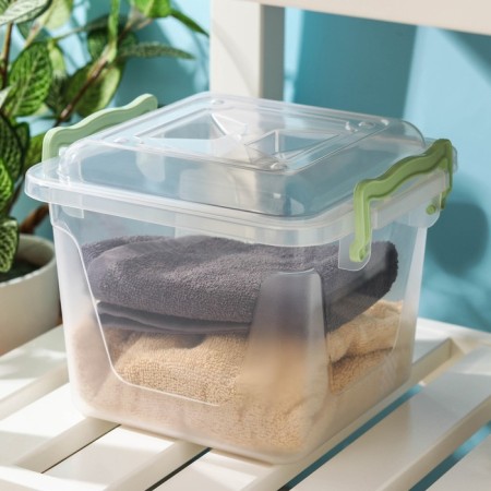 Container for storage with a lid, 4 l, 19.5 × 19.5 × 17.5 cm, transparent-5