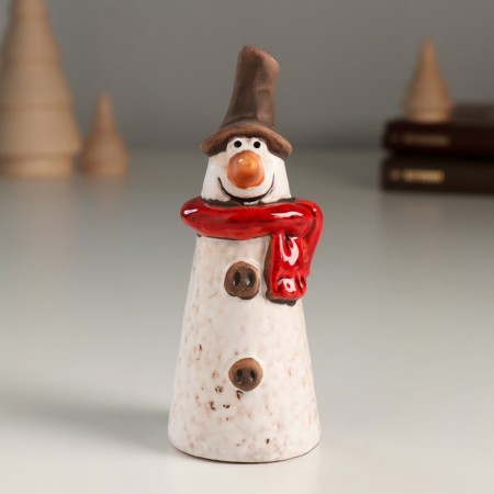 Souvenir Ceramics "Snowman in the cylinder and red scarf" 4.2x4.3x11.5 cm