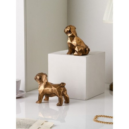 Set of figures "puppies", polystone, 14 cm, 2 pcs, color gold-3
