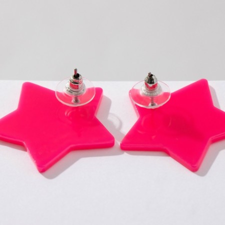 Acryl Earrings "Star", pink color-2