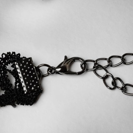 Choker "mistress" openwork, black and white color, 30 cm-1