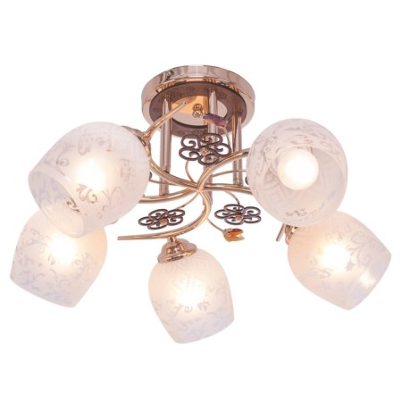 Economic light chandelier 1021425YX/5 5XE27, 40W gold/brown/white 52x52x26 cm-1