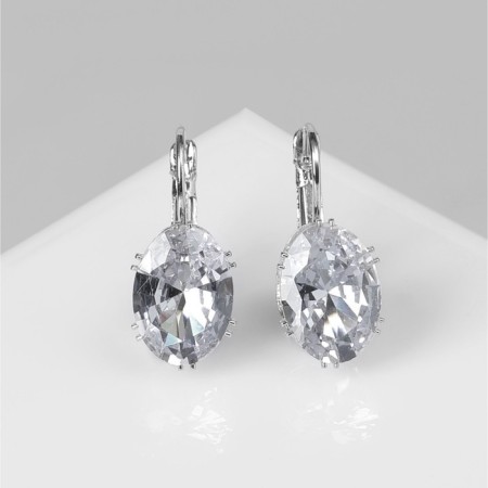 Earrings with high rhinestones oval, color mix-1