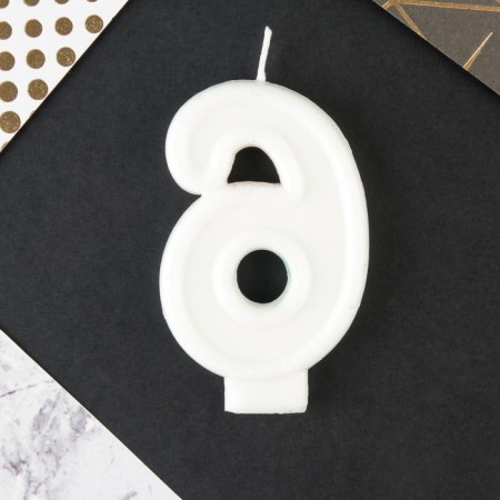 A candle for a cake, a number with a color application of 6 "Happy Birthday".