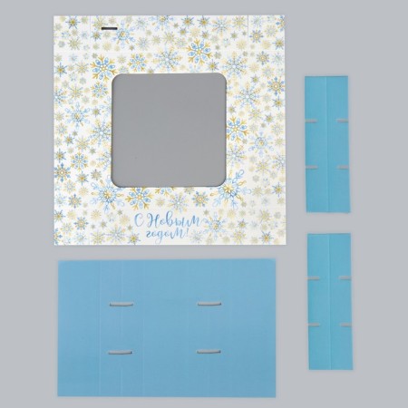 Box for sweets "Happy New Year", snowflakes, 14.7 x 14.7 x 3.5 cm, New Year-5