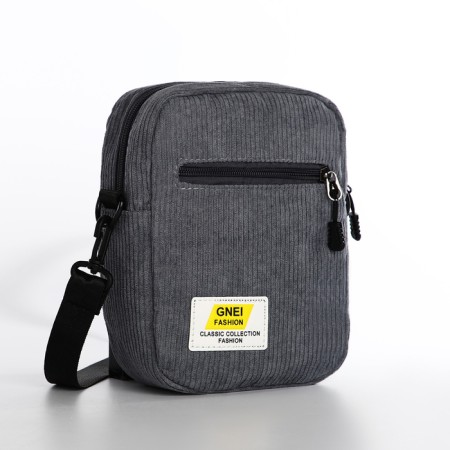 Youth bag with a zipper, gray color-1