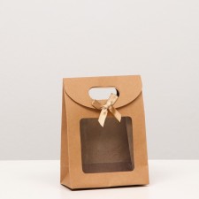 Box-pack, craft, with a window, 16 x 12 x 6 cm