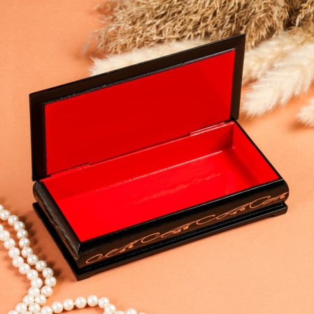 Casket - bill "field flowers", 8.5 × 17cm, lacquer miniature-1