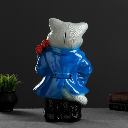 Pig a piggy bank "Cat large with tulips" gray 20x23x41cm mix-5