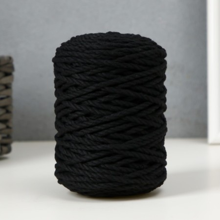 Knitting cord 80% cotton, 20% polyester twisted 3 mm, 185g/45m, 11-black