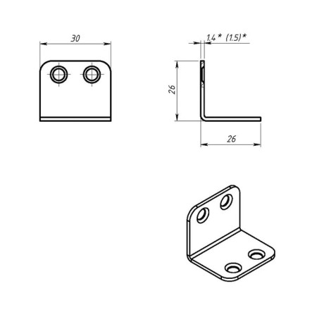 Furniture corner, 26x26x1.5 mm, zinc, in packaging 600 pcs.-1