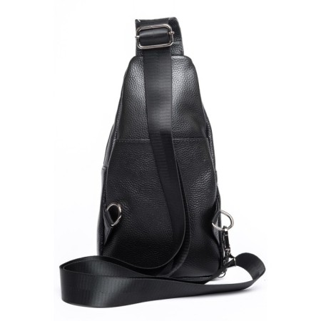 Male sling bag, genuine leather, de-gosa black, 16x8x25 cm-1