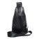 Male sling bag, genuine leather, de-gosa black, 16x8x25 cm