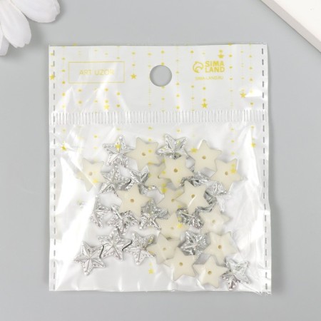 Decor for creativity plastic "Stars" silver set 30 pcs 1.2x1.2 cm-4