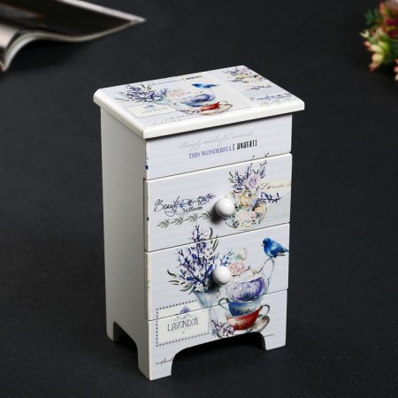 Casket Wood 2 Boxes "Blue Bird and Lavender" 18.5x11.7x7.5 cm