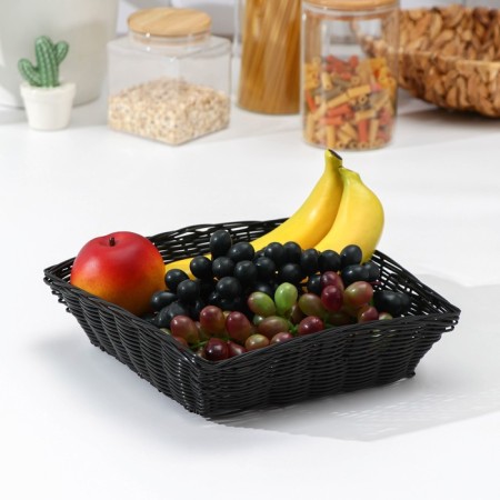 Basket for fruits and bread of the share "braid", 24 × 24 × 6.5 cm, black color