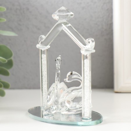 Souvenir glass "Two swan under the roof" Transparent 5.2x8.2x10.5 cm-2