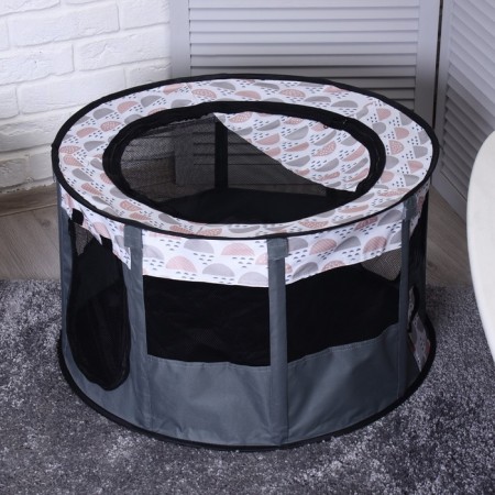 An animal aviary, a tent with a pattern, round, 70 x 40 cm, gray-1