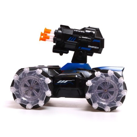 Radio controlled tank Stunt, 4WD all-wheel drive, shoots missiles, black-blue color-1