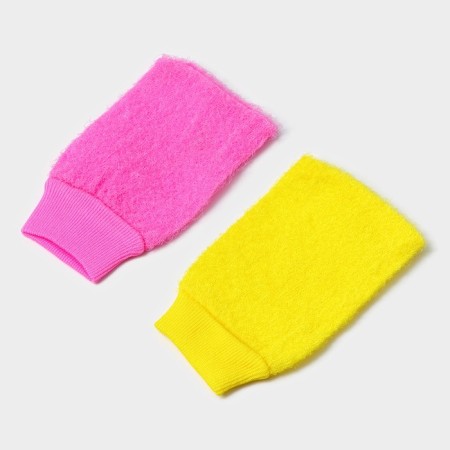 Washcloth - mittens of the massage share "hard", color mix-15