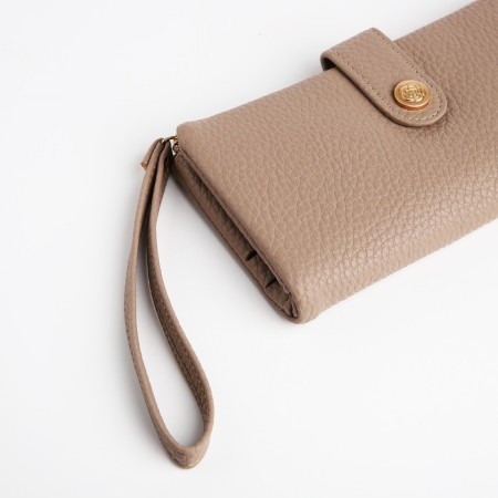 Women's wallet on the button, beige color-2