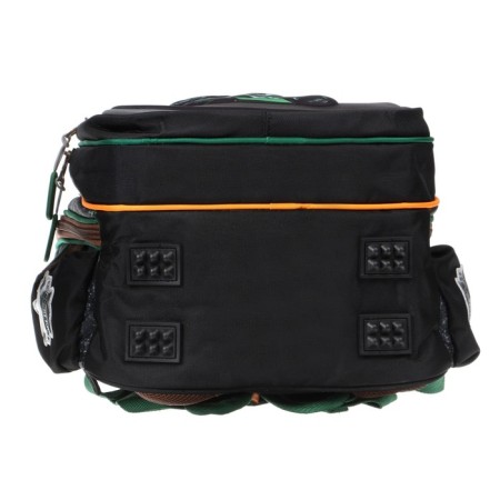Frame backpack 39 x 29 x 17 cm, Across 410, filling: bag, pencil case, black/green ACR22-410-1-6