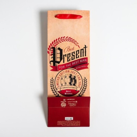 Gift package laminated for a bottle, packaging, Best Pressent, 13 x 36 x 10 cm-3