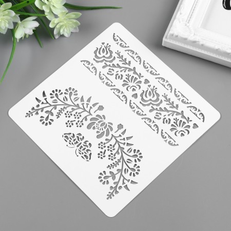 Plastic stencil "Patterns, butterfly" 15x15 cm-1