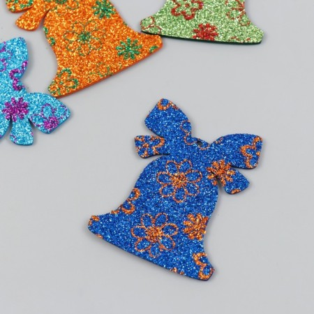 Decor "Bell" 5x6 cm mix set 6 pcs foam glitter-1