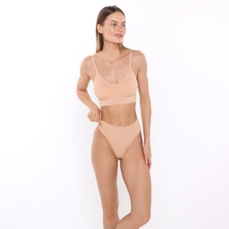 Female set (top, thongs), beige color, One size (42-46)