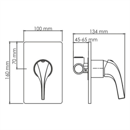 Shower mixer Wasserkraft Sauer 7151, single -leaf, without watering can, without spout, gold-4