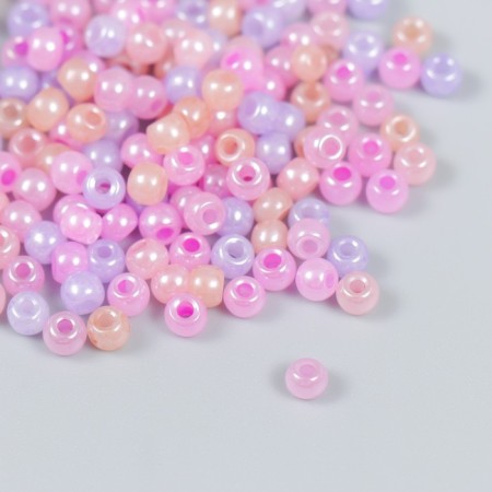 Glass beads 6/0 "Lilac-pink melange" 10 g-1