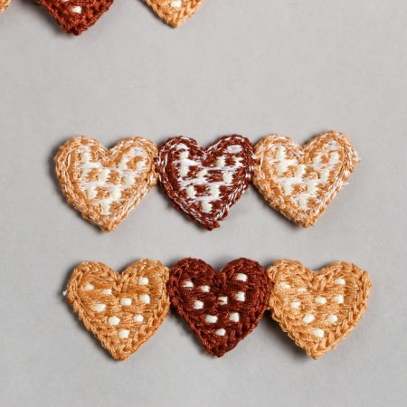 Decor for creativity Textile embroidery "Triple Heart" 2x6 cm