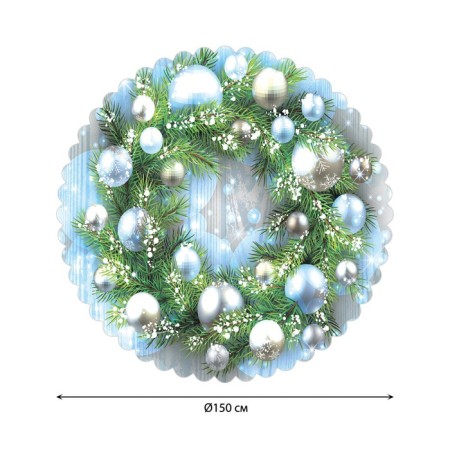 Tablecloth “Wreath decorated with balls”, round, Saten, D = 150 cm-1