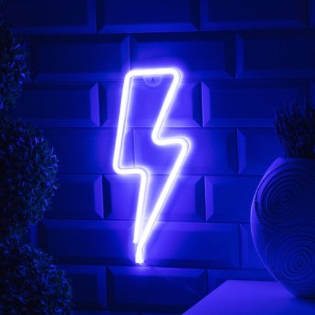 Neon sign "Lightning" 13 × 33.5 cm, AAX3 batteries (not in the kit), USB, glow of blue