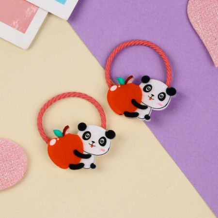 Hair elastic band "Gloss Glice" (set 2 pcs) panda, 3 cm, red-1
